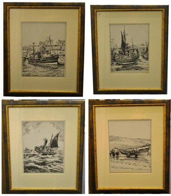 Lot 1037 - Allanson Hick (1898-1975)  Four Marine Scenes  Ink on paper, 24.5cm by 19cm and various similar...