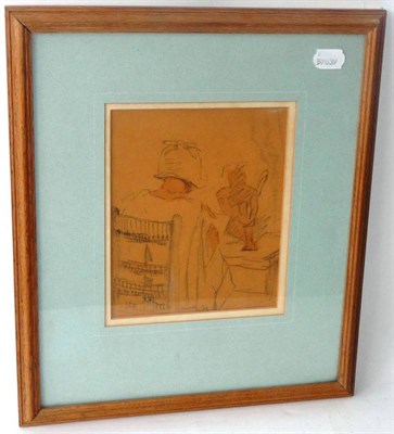 Lot 1046 - Dame Ethel Walker (1851-1951)  'An Artist Sketching a Model'  Signed with atelier mark, pencil with