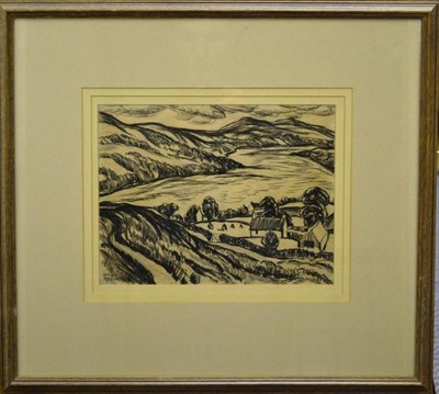 Lot 1058 - Sir William McTaggart (1903-1981)  'Loch Tay from Fearnam'  Signed in pencil, charcoal, 21cm by...