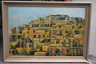 Lot 1095 - Gill Harman (20th century)  'Labyrinth Knossos Crete' Signed and dated (19)66, oil on canvas,...
