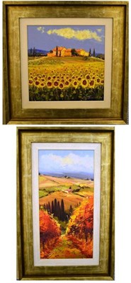 Lot 1099 - Bruno Tinucci (Contemporary)  Field of Sunflowers Signed, oil on canvas together with a print...