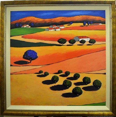 Lot 1100 - Richard Pargeter (Contemporary)  An Open Mediterranean Landscape Signed, acrylic on canvas,...