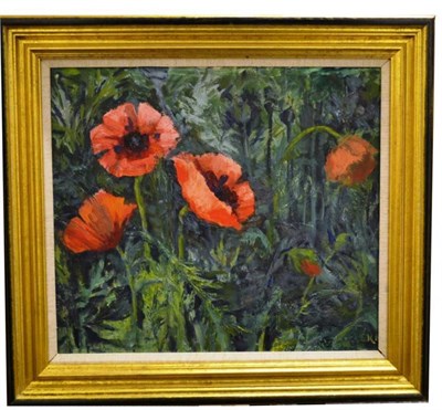 Lot 1103 - K McGregor (20th century)  Poppies Signed with initials K.M, oil on board, 45cm by 51cm