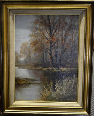 Lot 1111 - C.Stanfield (Contemporary)  River Landscape Signed, oil on board, 33.5cm by 24cm