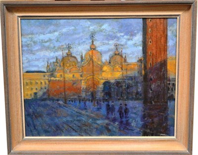 Lot 1119 - Jack Millar ARCA, RBA (1921-2006)  St Mark's Signed, inscribed verso, oil on board, 41cm by...