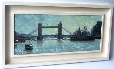 Lot 1123 - Harry Brioche (Contemporary)  London Bridge Signed, oil on board, 24.5cm by 60cm