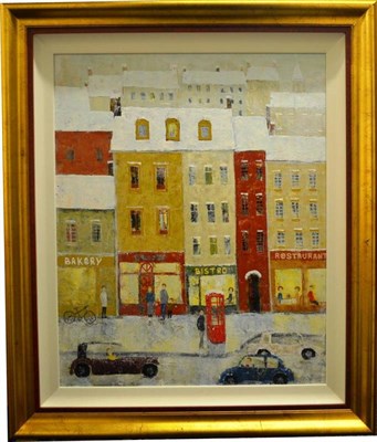 Lot 1125 - Artiom aged 13 years (b.1994) Moldovian Cityscape Snow Scene Signed, acrylic on canvas, 73.5cm...