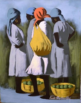 Lot 1142 - Claude Dambreville (b.1934) Haitian  Ladies with Baskets of Mangoes Signed, oil on canvas,...