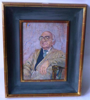 Lot 1147 - Stephen Jones (20th/21st century)  Portrait of Hans Feibosch Signed and dated (19)89, tempera...