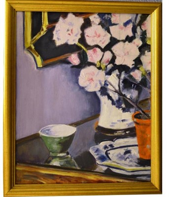 Lot 1158 - British School (20th century)  Vase of Flowers Oil on canvas board, 48cm by 38cm