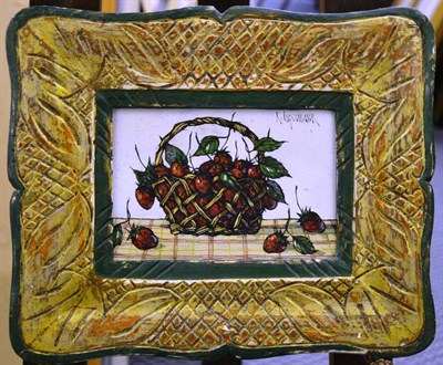 Lot 1160 - Keith Ingermann (Contemporary)  Still Life of a Basket of Strawberries Signed, oil on board,...