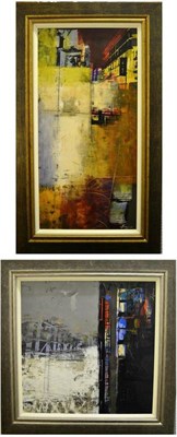 Lot 1172 - Pietro Adamo (b.1955) Canadian  Abstracts All signed, acrylic on board, 74.5cm by 36.5cm and...