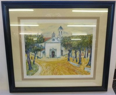 Lot 1014 - Carlos Nadal (1917-1998) Spanish 'Eglise Vinyet' 1981 Signed and numbered 111/150, lithograph,...