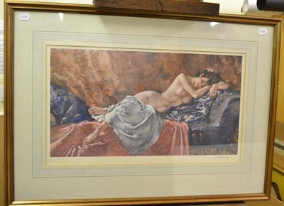 Lot 1034 - After Sir William Russell Flint RA, PRWS, RSW, ROI, RE, NS (1880-1969) 'Reclining nude' Signed...