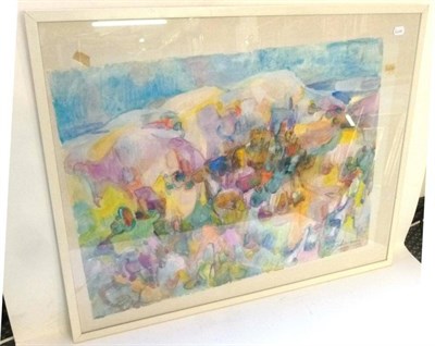 Lot 1057 - Claude Schurr (b.1921) French 'Coloured Mountains' Signed and inscribed with title, watercolour...