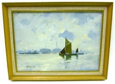 Lot 1089 - Edward Wesson RI, RBA, RSMA (1910-1983) 'Autumn Light off Gravesend' 1978 Signed, oil on board,...