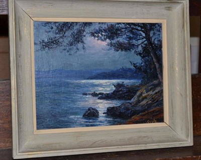 Lot 1090 - V.Cègla (20th century) French coastal scene Signed, oil on board, 20.5cm by 26cm