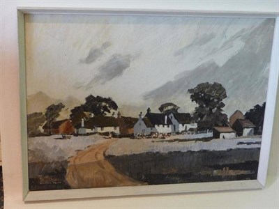 Lot 1105 - William Selby RWS, ROI, RBA, NEAC, RSW (b.1933) A rural village scene with cows grazing Signed, oil