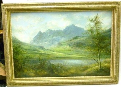 Lot 1117 - Michael Moore (Contemporary) 'Looking over Blea to Langdales' Signed, oil on canvas, 60cm by 90cm