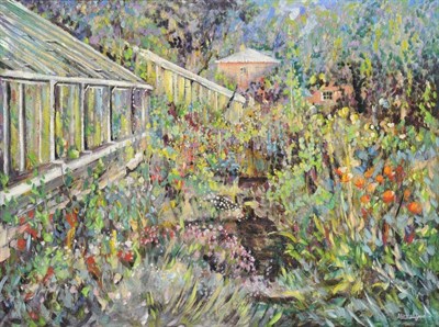 Lot 1131 - Tony Brummell Smith (b.1949) 'Greenhouse and Garden, Norton Conyers, North Yorkshire', 1989 Signed