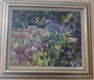 Lot 1132 - Tony Brummell Smith (b.1949) 'Sylvia's Garden, Newby Hall' Signed, oil on canvas, 44cm by 54cm...