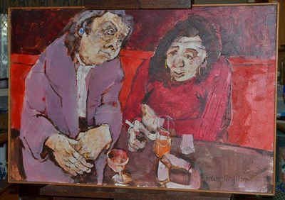 Lot 1161 - Paul Anthony Waplington (b.1938)  Miners wives in a pub  Signed, oil on board, 61cm x 92cm