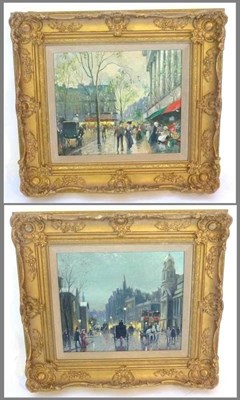 Lot 1172 - Roland Davies (1904-1993) 'Flower seller beside the Madeline'; 'Whitehall' Each signed, oil on...