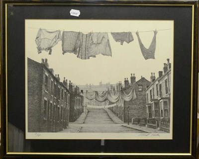 Lot 1016 - After Stuart Walton (b.1933) 'Whitelock's Yard, Briggate' Signed, a monochrome reproduction,...