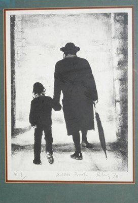 Lot 1019 - After Harold Riley (b.1934) 'Rabbi and Child' Signed artist's proof, dated (19)70, numbered 1,...