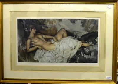 Lot 1036 - After Sir William Russell Flint RA, PRWS, RSW, ROI, RE, NS (1880-1969) 'Reclining Nude I' Signed in