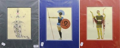 Lot 1047 - After George Barbier (1882-1932)  'La Recitante' 'Agathos'  'Un Guerrier'  Three works from...