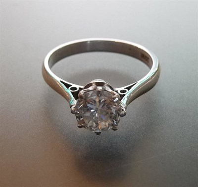 Lot 516 - A Diamond Solitaire Ring, a round brilliant cut diamond in a white eight claw setting, diamond...