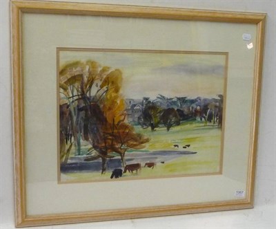 Lot 1067 - Katherine Church (1910-1999) 'Kingston Lacy'  Singed and dated (19)56, watercolour, 39cm by 52cm