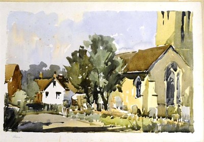 Lot 1071 - Edward Wesson RI, RBA, RSMA (1910-1983) 'Church Lane, Shere, Surrey' Signed and inscribed...