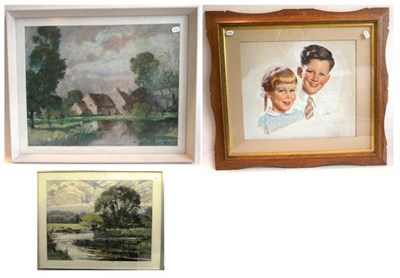 Lot 1074 - Aubrey Sykes, PRI, PS (1910-1995) 'Shilton Pond Oxon' 'Windrush at Swinbrook' Each signed,...