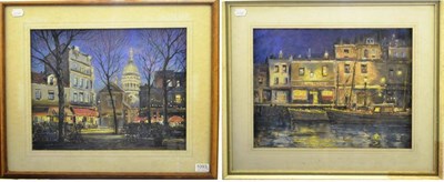 Lot 1093 - Richard Tearoe (20th century) 'Evening in the Palace du Tertre' Signed, pastel, together with a...