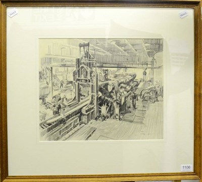 Lot 1106 - Terence Cuneo (1907-1996) Renolds Tube Engineering Works Signed and dated May 1944, pencil, 32cm by