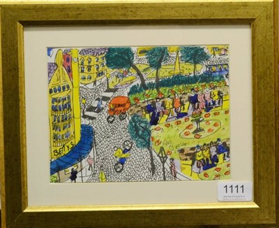 Lot 1111 - Lois Bygrave (1915-1996) View of Betty's Harrogate Signed, mixed media on paper, 15cm by 20cm...