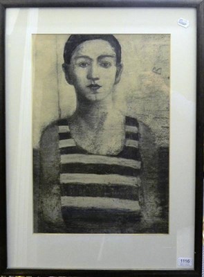 Lot 1116 - Diane Leslie (Contemporary) Scottish Portrait of a bather Pencil, 54cm by 37cm