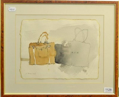 Lot 1128 - Douglas Swan (1930-2000) Handbags  Signed and dated 1985, pen and watercolour, 25.5cm by 33.5cm