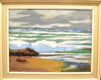 Lot 1142 - Circle of Donald McIntyre (1923-2009) 'Iona Sea' Bears signature, inscribed verso, oil on...