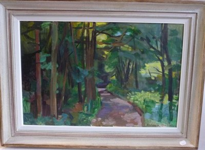 Lot 1154 - Katherine Church (1910-1999) Woodland Signed and dated (19)88, oil on canvas, 50cm by 75cm