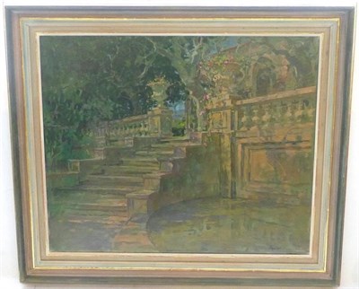 Lot 1156 - Susan Ryder NEAC RP Hon. SWA (b.1944) The garden steps Signed, oil on canvas, 63cm by 75.5cm  Susan