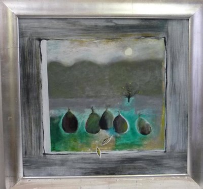 Lot 1159 - Jacquie Denby (b.1939) 'The Pear Tree' Signed JD, acrylic on board, 76cm by 81cm  Jacquie Denby...