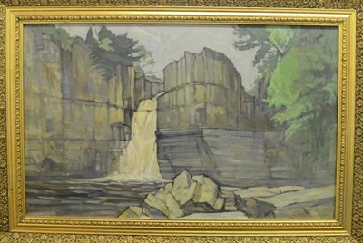 Lot 1170 - Douglas Frederick Pittuck (1911-1993) 'High Force, Teesdale' Oil on board, 45cm by 72cm