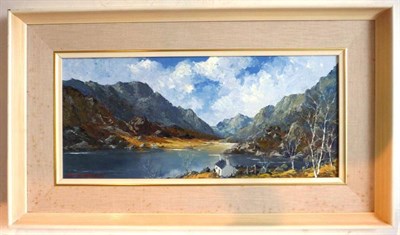 Lot 1179 - Charles Wyatt Warren (1908-1993) 'Llyn Peris Near Snowden' Signed, oil on board, 23.5cm by 53.5cm