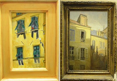 Lot 1192 - Richard Beer (b.1928) 'Florence Window' Signed, oil on canvas, together with a further oil on board