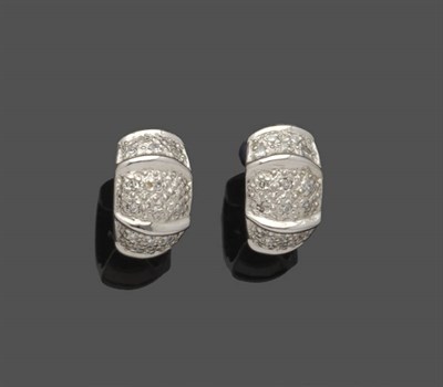 Lot 530 - A Pair of 18 Carat White Gold Diamond Set Cuff Ear Studs, the tapering forms pavé set with...