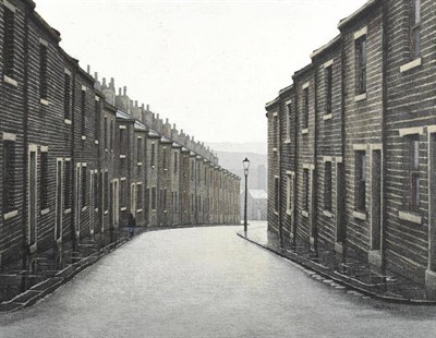 Lot 1202 - Stuart Walton (b.1933) Solitary figure on a South Yorkshire Street Signed and dated (19)85, oil...