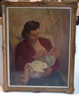 Lot 1214 - George William Leech (1894-1966) 'Mother and Child' Signed and dated (19)48, inscribed verso,...